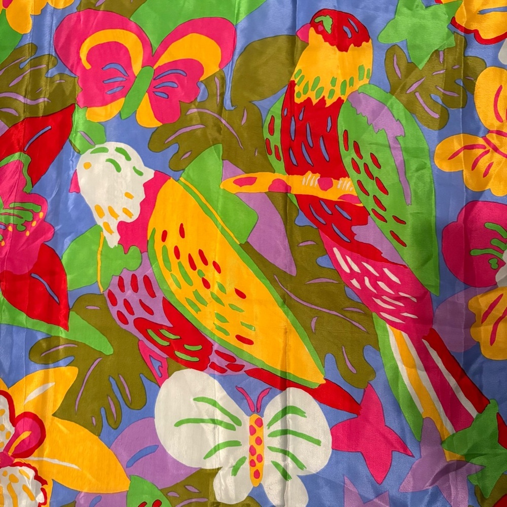 Ken Done Silk Scarf with Tropical Design - Picture 10 of 16